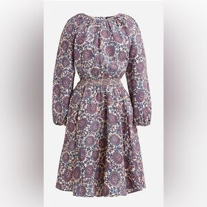 JCrew Palermo smocked-waist mini dress in floral bouquet linen NWOT